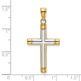 Polished Tubular Cross Charm Pendant in Real 14k Multi-Tone Gold
