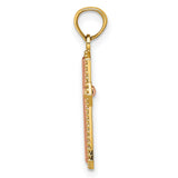 Beaded Trim Cross Charm Pendant in Real 14k Multi-Tone Gold