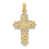 Textured Lace Trim Crucifix Charm Pendant in Real 14k Multi-Tone Gold