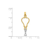 14k Two-Tone Gold Bishop Crozier and Miter Pendant, Catholic Religious Symbol for Faith and Leadership