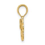 14k Yellow Gold Firefighter Mom Pendant with Fire Helmet, Hose, and Heart Charm