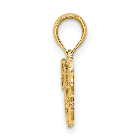 14k Yellow Gold Firefighter Mom Pendant with Fire Helmet, Hose, and Heart Charm