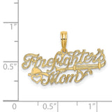 14k Yellow Gold Firefighter Mom Pendant with Fire Helmet, Hose, and Heart Charm