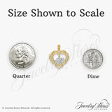14k Two-Tone Gold Heart Pendant with Script Mom Design and Filigree Detailing