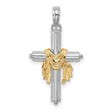 Cross Drape Charm Pendant in Real 14k Multi-Tone Gold