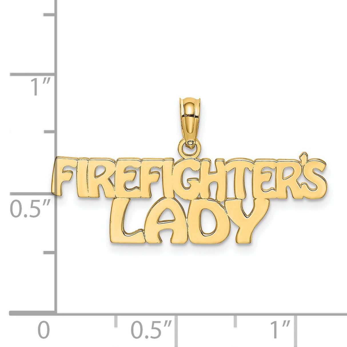 14k Yellow Gold Pendant, Firefighter Lady Theme, Romantic Tribute Jewelry for Women