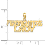 14k Yellow Gold Pendant, Firefighter Lady Theme, Romantic Tribute Jewelry for Women