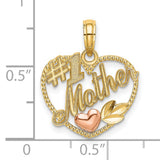 Heart #1 MOTHER Charm Pendant in Real 14k Multi-Tone Gold