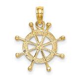 14k Multi-Tone Gold Ship Wheel Pendant, Nautical Sailing Theme for Men