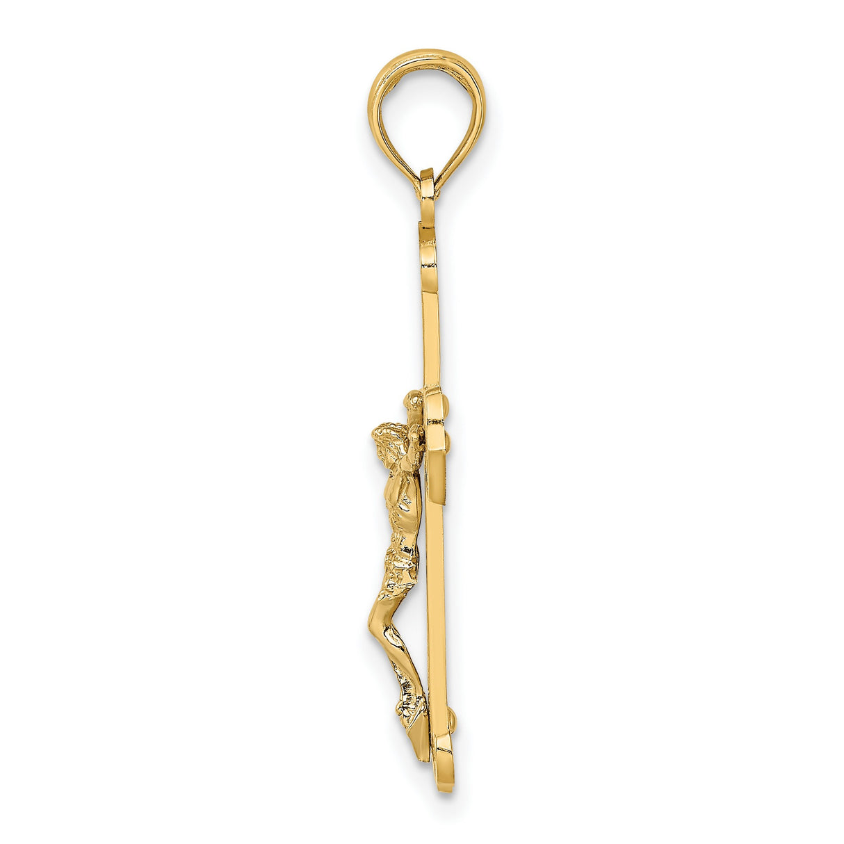 Engraved Crucifix Charm Pendant in Real 14k Multi-Tone Gold