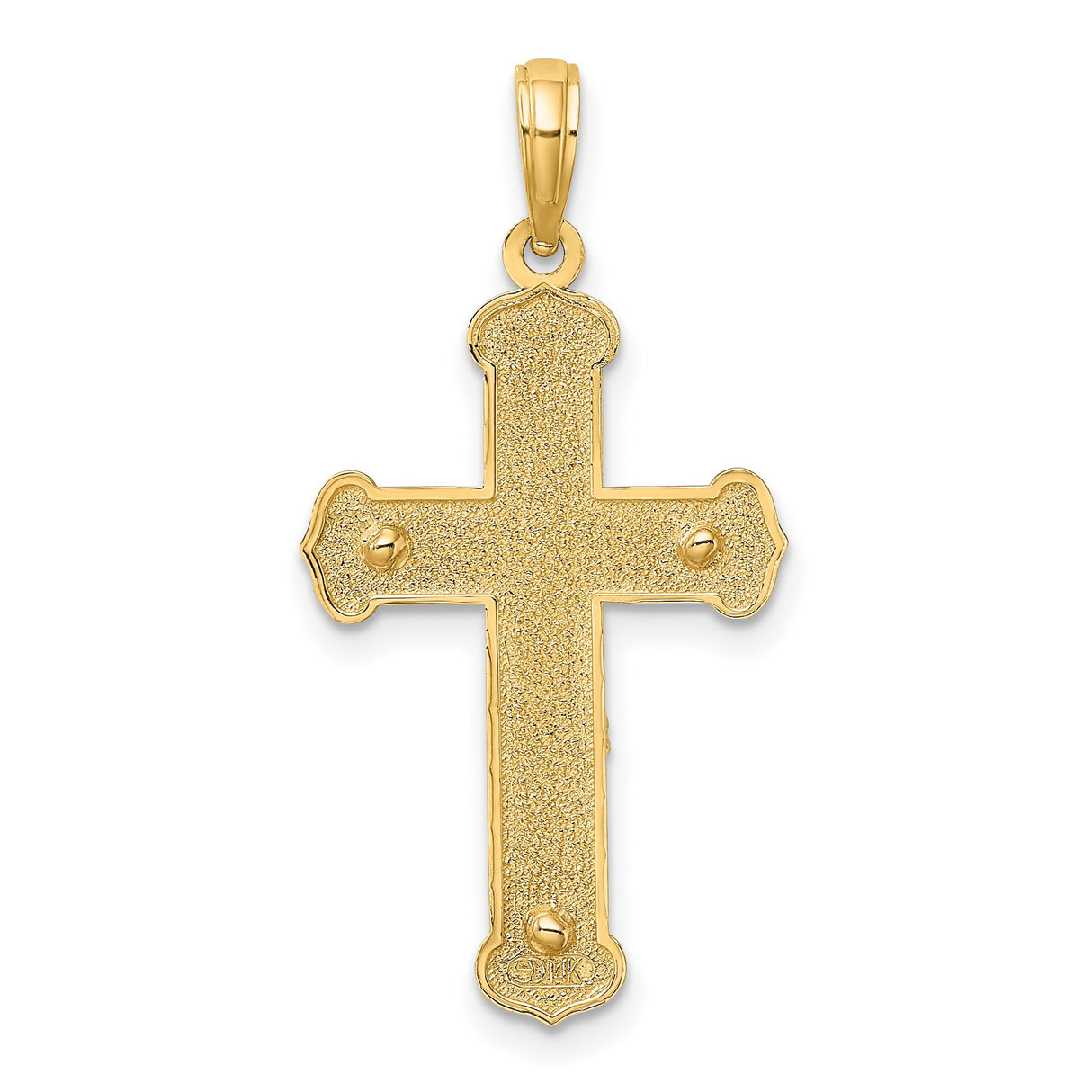 Engraved Crucifix Charm Pendant in Real 14k Multi-Tone Gold