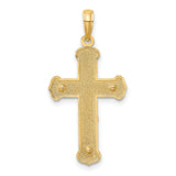 Engraved Crucifix Charm Pendant in Real 14k Multi-Tone Gold