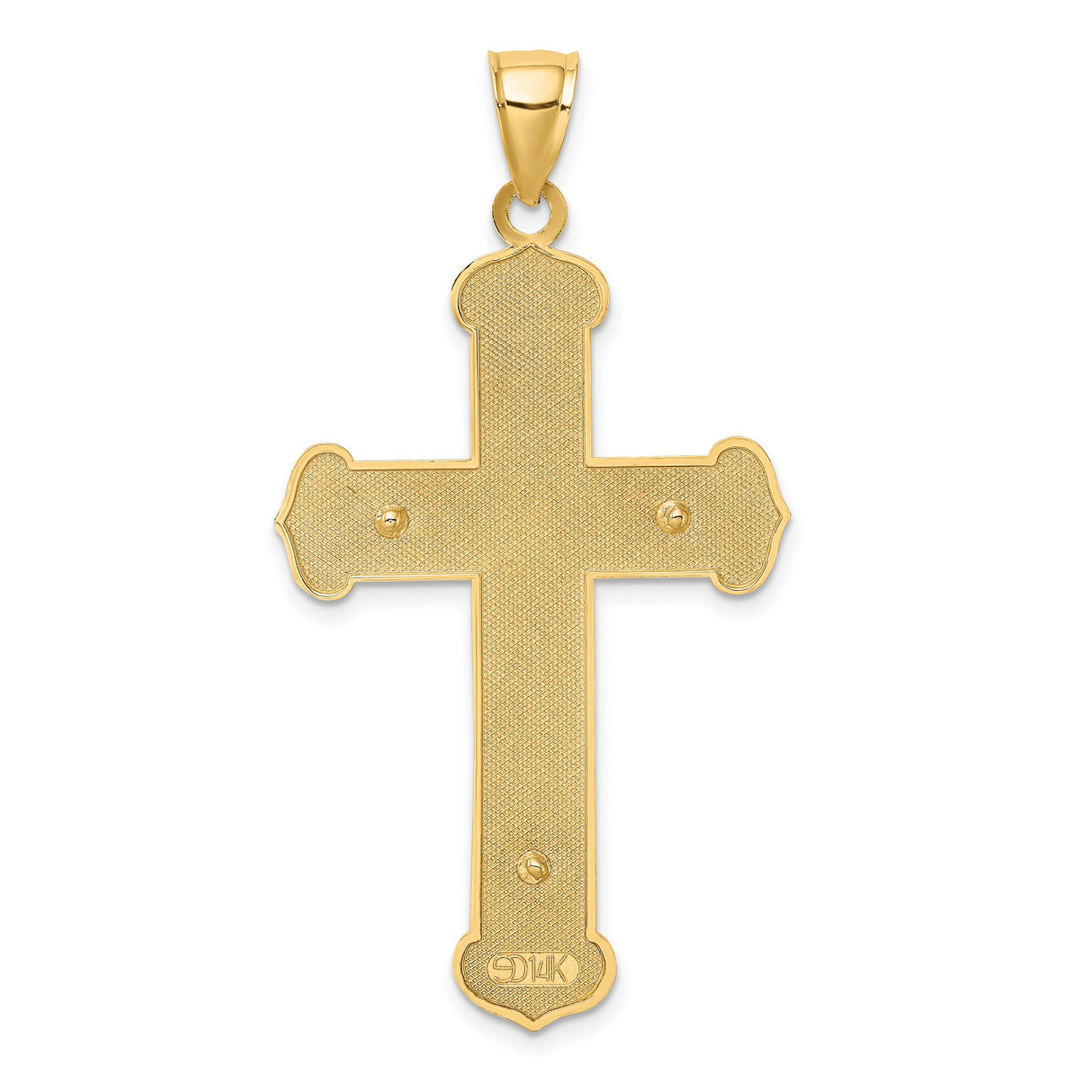 Engraved Crucifix Charm Pendant in Real 14k Multi-Tone Gold