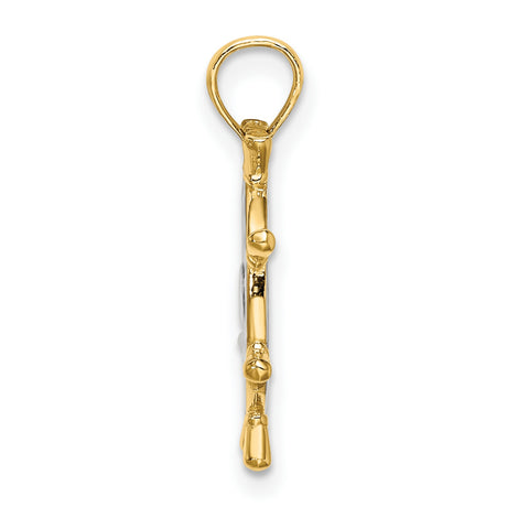 Ships Wheel Charm Pendant in Real 14k Multi-Tone Gold