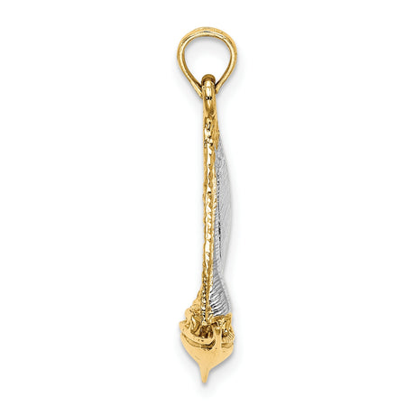 14k Multi-Tone Gold Sailboat Pendant, Nautical Theme Unisex Jewelry