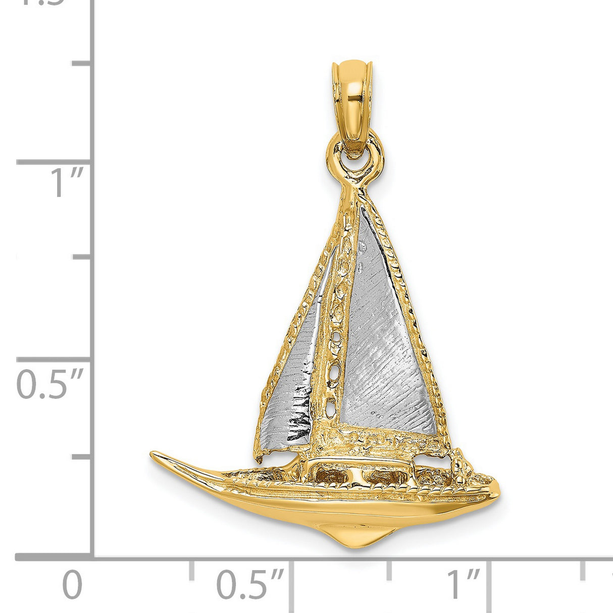 14k Multi-Tone Gold Sailboat Pendant, Nautical Theme Unisex Jewelry