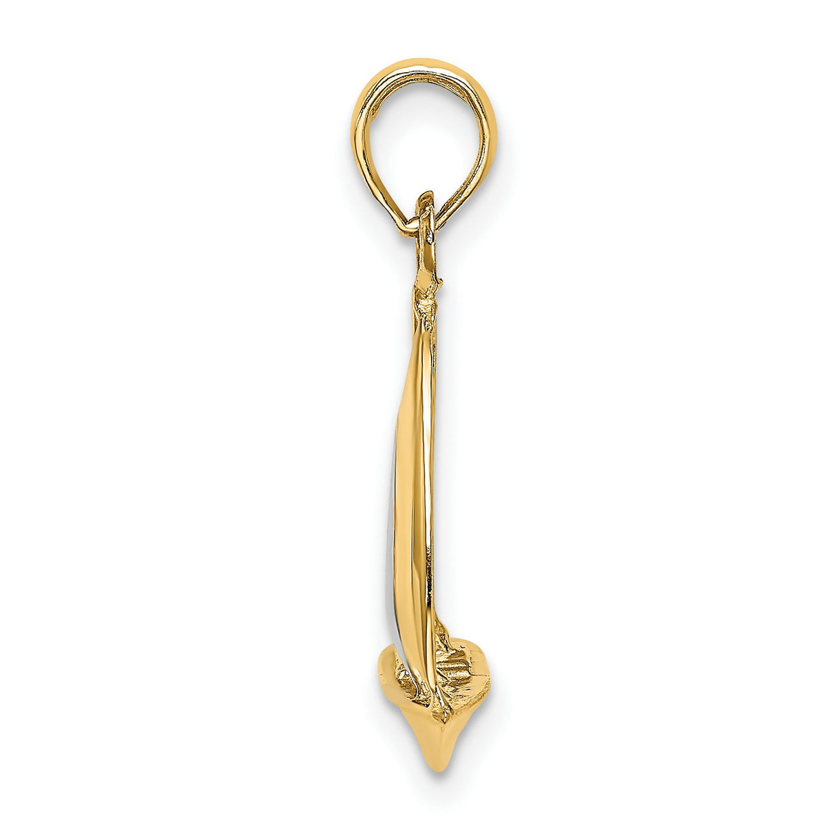 14k Yellow Gold and Rhodium Sailboat Pendant, Two-Tone Nautical Boat Charm, Unisex Marine Style
