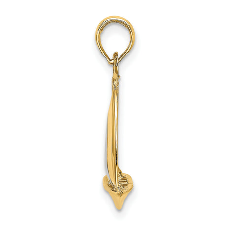 14k Yellow Gold and Rhodium Sailboat Pendant, Two-Tone Nautical Boat Charm, Unisex Marine Style