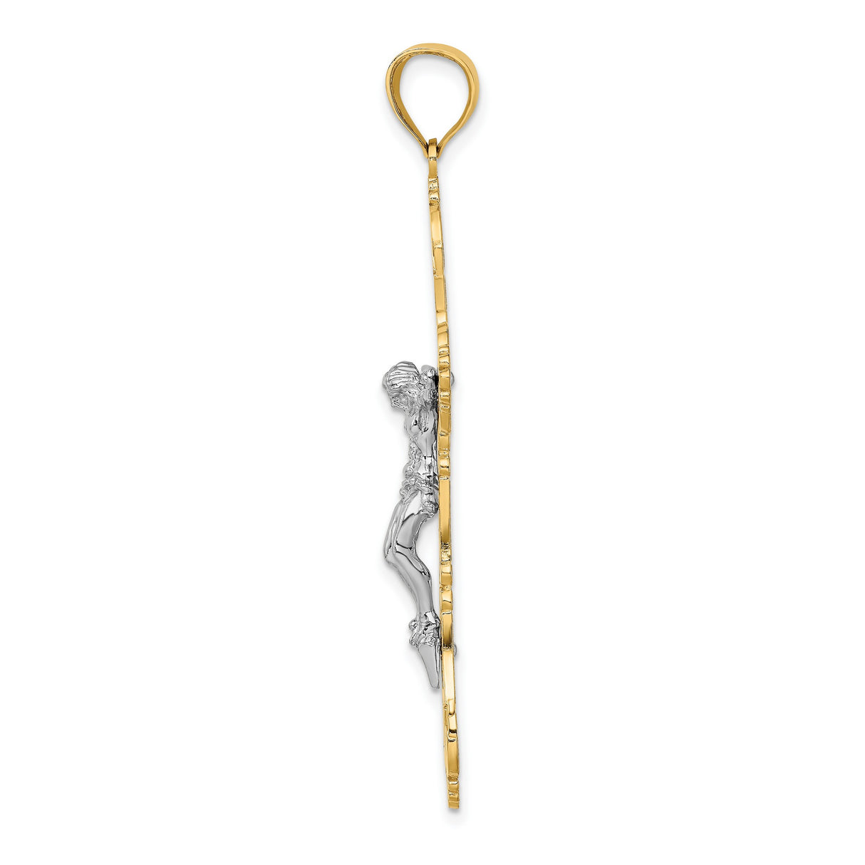 Crucifix Charm Pendant in Real 14k Multi-Tone Gold
