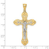 Crucifix Charm Pendant in Real 14k Multi-Tone Gold
