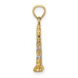 14k Multi-Tone Gold Lighthouse Pendant with Textured Striped Nautical Design