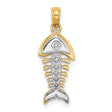 14k Two-Tone Gold Fish Pendant with Diamond-Cut Detailing, Abstract Nautical Design