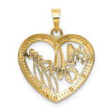 Bead Trim #1 MOM In Heart Charm Pendant in Real 14k Multi-Tone Gold