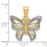 14k Multi-Tone Gold Butterfly Pendant with Filigree Detailing for Women