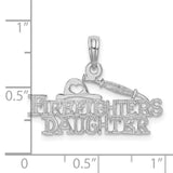 14k White Gold Firefighters Daughter Pendant with Helmet and Hose Design