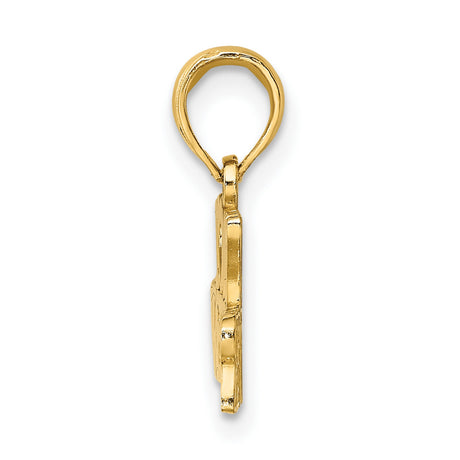14k Yellow Gold Firefighter Pendant with Heart Symbol and Bold Lettering