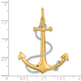 14k Multi-Tone Gold Anchor Pendant with Twisted Rope Design, Nautical Christian Symbol