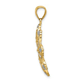 14k Two-Tone Gold Flower Pendant with Intricate Filigree Design for Women