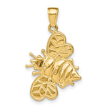 14k Yellow Gold and Rhodium Bumblebee Pendant with Two-Tone Textured Design