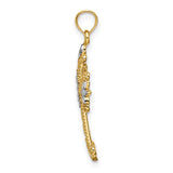 Beaded and Cross Charm Pendant in Real 14k Multi-Tone Gold