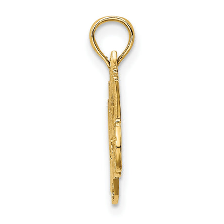 14k Yellow Gold Firefighter Pendant with Axe Symbol and I Love My Retired Firefighter Message
