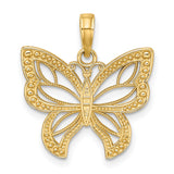 14k Multi-Tone Gold Butterfly Pendant with Intricate Filigree Detail, Nature-Inspired Design