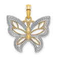 14k Multi-Tone Gold Butterfly Pendant with Intricate Filigree Detail, Nature-Inspired Design