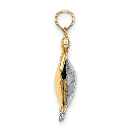 14k Multi-Tone Gold Sea Turtle Pendant, Ocean Animal Charm, Nature Jewelry for Women or Unisex Wear