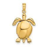 14k Multi-Tone Gold Sea Turtle Pendant, Ocean Animal Charm, Nature Jewelry for Women or Unisex Wear