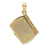 3D Footprints Book Prayer Inside Charm Pendant in Real 14k Multi-Tone Gold