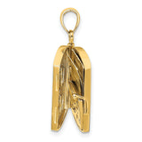 3D Footprints Book Prayer Inside Charm Pendant in Real 14k Multi-Tone Gold