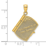 3D Footprints Book Prayer Inside Charm Pendant in Real 14k Multi-Tone Gold