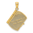 3D Footprints Book Prayer Inside Charm Pendant in Real 14k Multi-Tone Gold