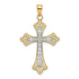 Scalloped Edges Cross Charm Pendant in Real 14k Multi-Tone Gold