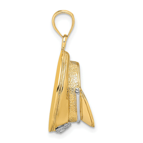 14k Multi-Tone Gold Military Hat Pendant, Detailed Service Cap Design, Patriotic Theme for Men