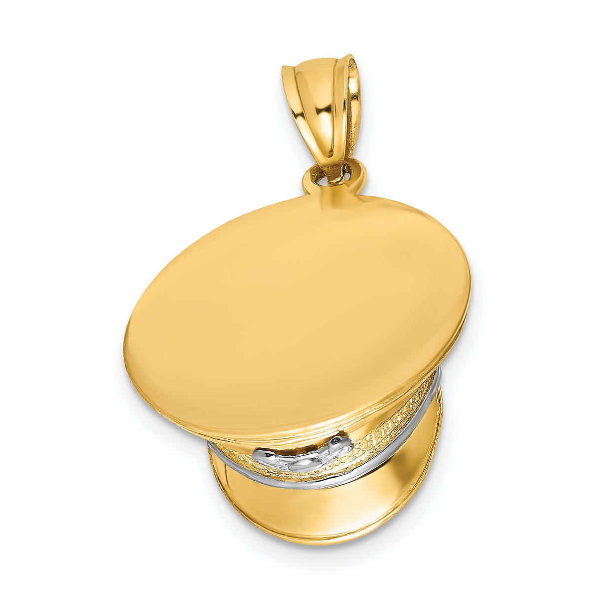 14k Multi-Tone Gold Military Hat Pendant, Detailed Service Cap Design, Patriotic Theme for Men