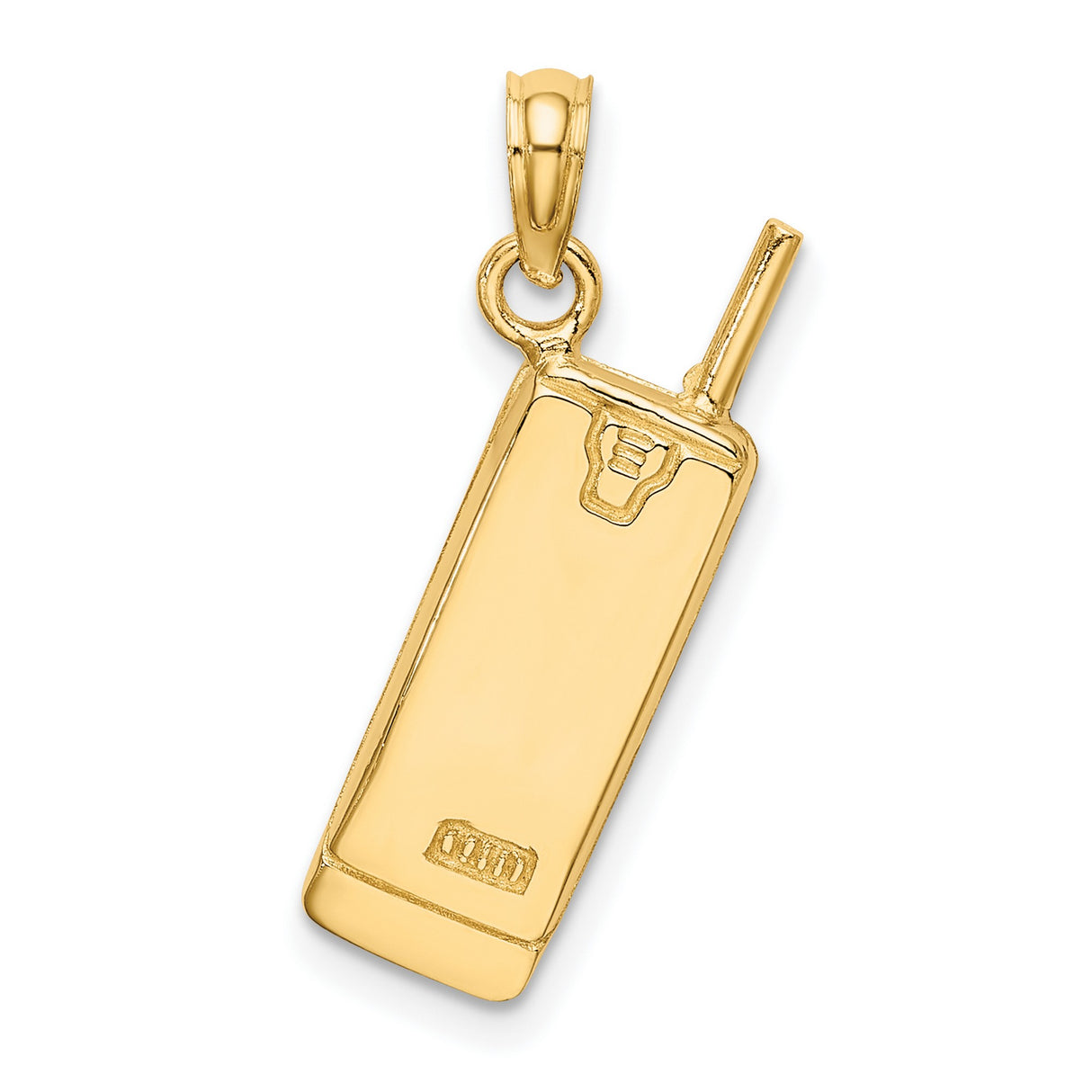 14k Multi-Tone Gold Cell Phone Pendant, Retro Rhodium Finish, Vintage Tech Style Charm