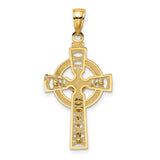 Celtic Crucifix Eternity Circle Charm Pendant in Real 14k Multi-Tone Gold