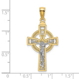 Celtic Crucifix Eternity Circle Charm Pendant in Real 14k Multi-Tone Gold