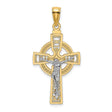 Celtic Crucifix Eternity Circle Charm Pendant in Real 14k Multi-Tone Gold